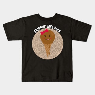 Drippin Melanin Ice Cream Cone Kids T-Shirt